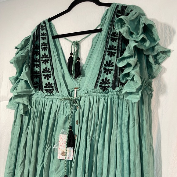 Free People Green Bali Will Wait For You Boho Style Dress Size X-Small - Picture 2 of 11